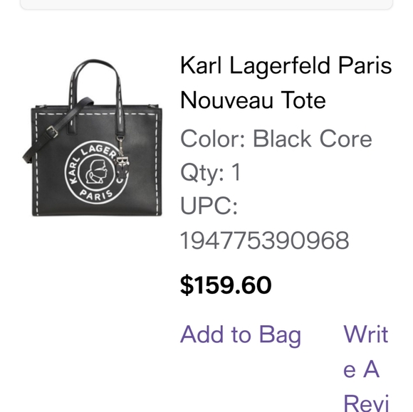 Karl Lagerfeld Black Core Tote In Excellent Condition - Picture 1 of 3
